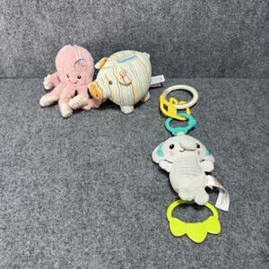 Baby / Infant Toys Interactive Plushies Soft Lot (3) Piggy bank Octopus Monkey